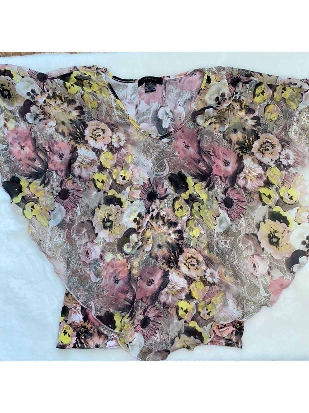 Liz McCoy Cap Sleeve Sheer Blouse NWOT